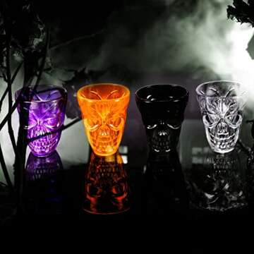 Honeydak Halloween Skull Party Favor Shot Glasses 1.86 oz/ 55 ml Unbreakable Skull Shot Cups Plastic Halloween Cups for Spirits Vodka Halloween Party Decoration Supplies(48 Pieces)