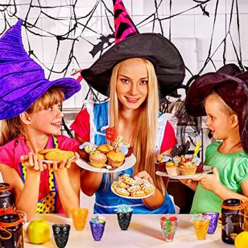 Honeydak Halloween Skull Party Favor Shot Glasses 1.86 oz/ 55 ml Unbreakable Skull Shot Cups Plastic Halloween Cups for Spirits Vodka Halloween Party Decoration Supplies(48 Pieces)