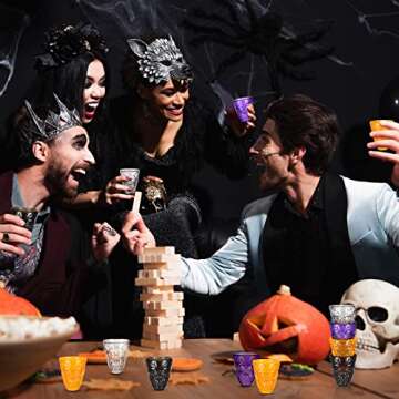 Honeydak Halloween Skull Party Favor Shot Glasses 1.86 oz/ 55 ml Unbreakable Skull Shot Cups Plastic Halloween Cups for Spirits Vodka Halloween Party Decoration Supplies(48 Pieces)
