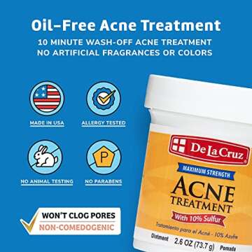 De La Cruz Sulfur Ointment - Cystic Acne Treatment for Face and Body - Daily 10 Min Spot Treatment M...