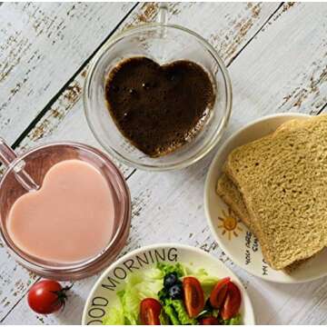 i Kito Heart Shaped Espresso Cups Set Of 2-Double Wall Glass Coffee Cup Insulated Mugs With Closed H...