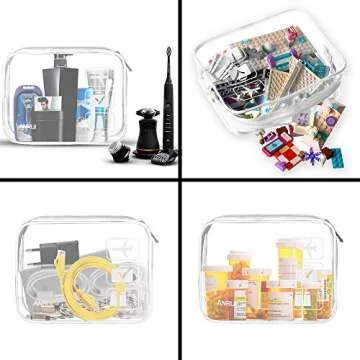 ANRUI Clear Toiletry Bag 3-Pack TSA Approved for Travel