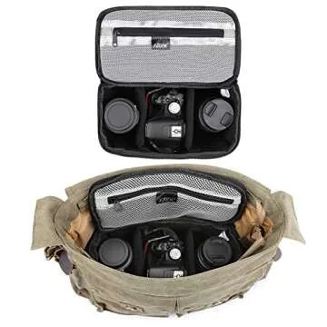 S-ZONE Padded Folding Camera Bag for DSLR SLR Camera TLR Sony Canon Nikon or Flash, Grey, Covers & Cases