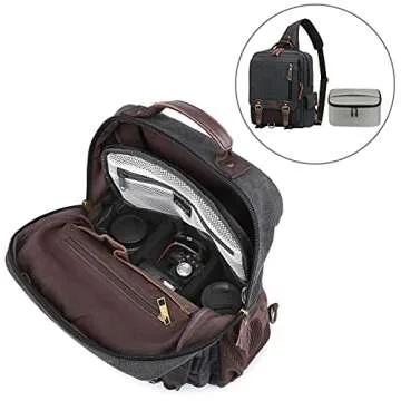 S-ZONE Padded Folding Camera Bag for DSLR SLR Camera TLR Sony Canon Nikon or Flash, Grey, Covers & Cases