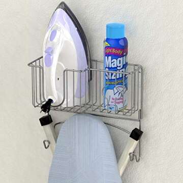 Stylish Over-The-Door Ironing Board Holder in Chrome