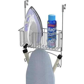 Stylish Over-The-Door Ironing Board Holder in Chrome
