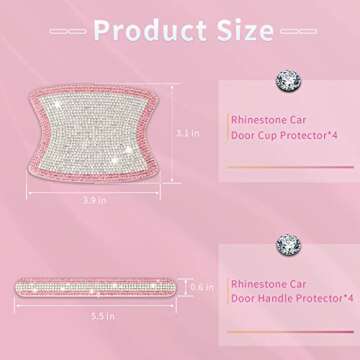 INSAUTO Bling Car Accessories for Women, Bling Car Handle Protector, 8Pcs Rhinestone Car Door handle...