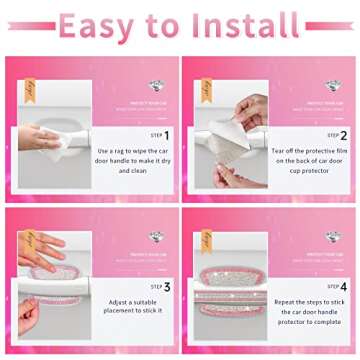 INSAUTO Bling Car Accessories, Rhinestone Handle Protector