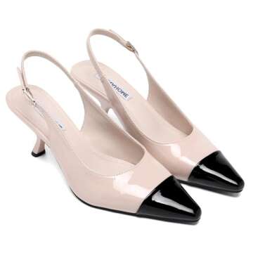 STUNAHOME Slingback Heels for Women Closed Pointed Toe Kitten Pumps Fashion Low Heel Wedding Casual ...