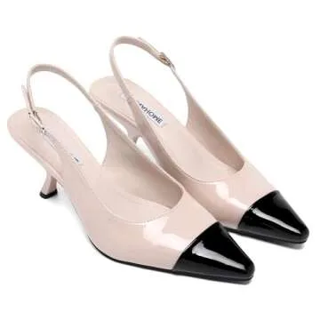 STUNAHOME Slingback Heels for Women Closed Pointed Toe Kitten Pumps Fashion Low Heel Wedding Casual ...