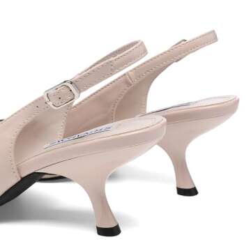 STUNAHOME Slingback Heels for Women Closed Pointed Toe Kitten Pumps Fashion Low Heel Wedding Casual Dress Shoes, Pink Black