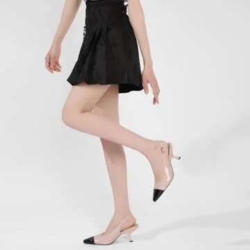 STUNAHOME Slingback Heels for Women Closed Pointed Toe Kitten Pumps Fashion Low Heel Wedding Casual Dress Shoes, Pink Black