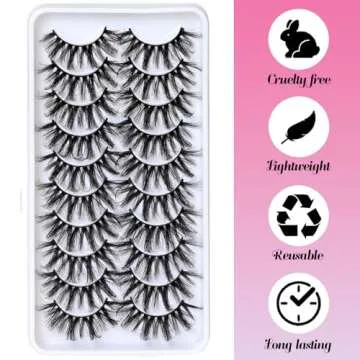 Veleasha Lashes Fluffy Wispy Faux Mink Eyelashes Criss-cross False Lashes 10 Pairs Pack Fake Eyelashes for Women (6D23)