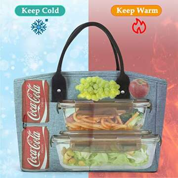 Glantop Adults Insulated Lunch Boxs for Women - Insulated Lunch Bag Reusable Lunch Bag Leakproof Large Lunch Bag