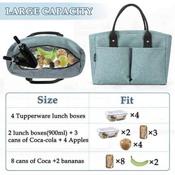 Glantop Adults Insulated Lunch Boxs for Women - Insulated Lunch Bag Reusable Lunch Bag Leakproof Large Lunch Bag