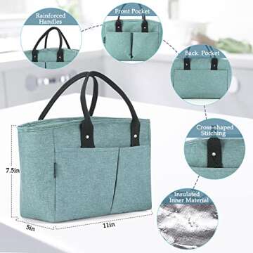 Glantop Adults Insulated Lunch Boxs for Women - Insulated Lunch Bag Reusable Lunch Bag Leakproof Large Lunch Bag