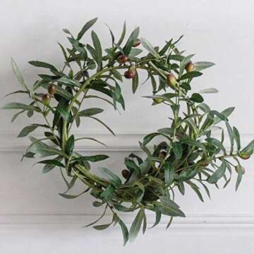 Htmeing 28" Artificial Olive Branches Fake Holly Plants Green Leaves Fruits for Home Office Decoration(4pcs)