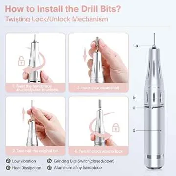 Professional Electric Nail Drill Machine, Portable Rechargeable 35000RPM Nail Drill for Acrylic Gel Nails, Manicure Pedicure Polishing Shape Tools for Home and Salon Use