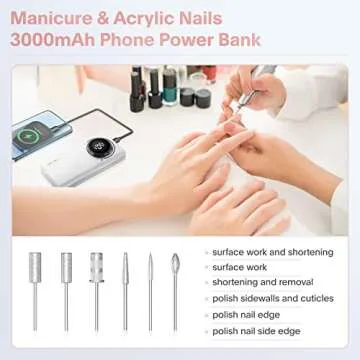 Professional Electric Nail Drill Machine, Portable Rechargeable 35000RPM Nail Drill for Acrylic Gel Nails, Manicure Pedicure Polishing Shape Tools for Home and Salon Use
