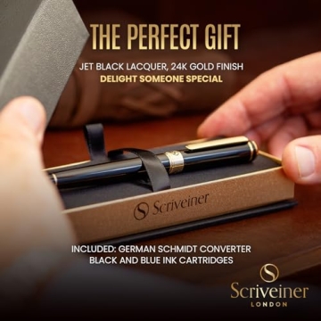Scriveiner Luxury Fountain Pen with 24K Gold Finish