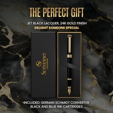 Scriveiner Luxury Fountain Pen with 24K Gold Finish