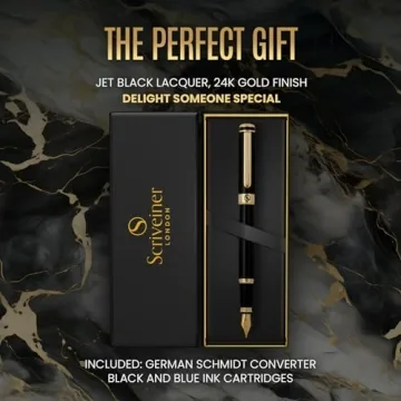 Scriveiner Luxury Fountain Pen with 24K Gold Finish