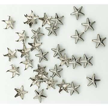 100pcs 10mm Star DIY Leathercraft Metal Punk Studs Rivet Spikes Nailheads (Silver)