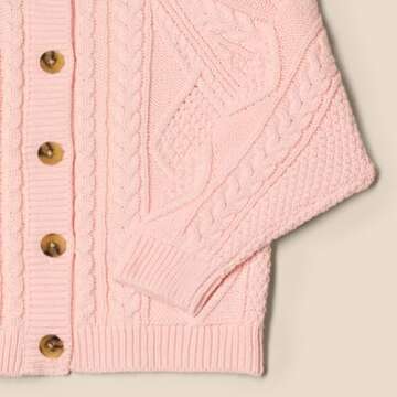 Amazon Essentials x Sofia Grainge Unisex Babies' Fisherman Cardigan Sweater, Light Pink, 3-6 Months