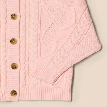 Amazon Essentials x Sofia Grainge Unisex Babies' Fisherman Cardigan Sweater, Light Pink, 3-6 Months