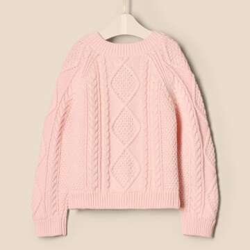 Amazon Essentials x Sofia Grainge Unisex Babies' Fisherman Cardigan Sweater, Light Pink, 3-6 Months