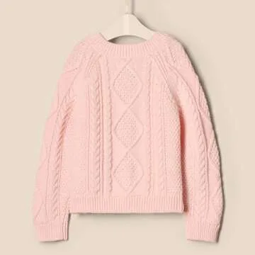 Amazon Essentials x Sofia Grainge Unisex Babies' Fisherman Cardigan Sweater, Light Pink, 3-6 Months