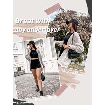 MEROKEETY Women's 2024 Winter Fuzzy Popcorn Batwing Sleeve Cardigan Knit Oversized Sherpa Sweater Coat, Beige, Large