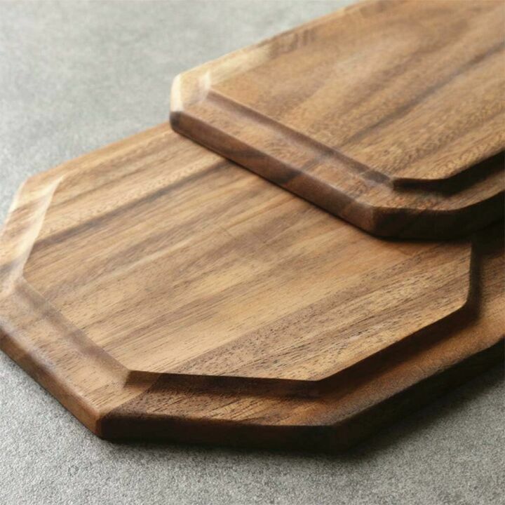 Acacia Wooden Serving Trays Set of 2 for Entertaining