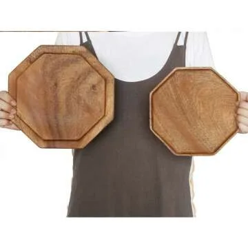 Acacia Wooden Serving Trays Set of 2 for Entertaining
