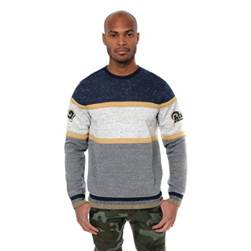 Ultra Game NFL Los Angeles Rams Mens Fleece Sweatshirt Long Sleeve Shirt Block Stripe, Team Color, L...