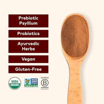 ORGANIC INDIA Psyllium Husk Powder - Pre & Probiotic Fiber Supplement, Vegan & Gluten Free with Cinn...