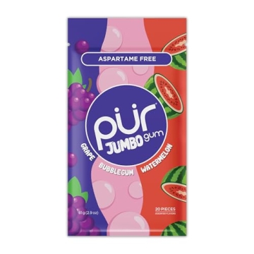 PUR Jumbo Gum - Aspartame Free, Natural Flavors & 100% Xylitol - 20 Pieces