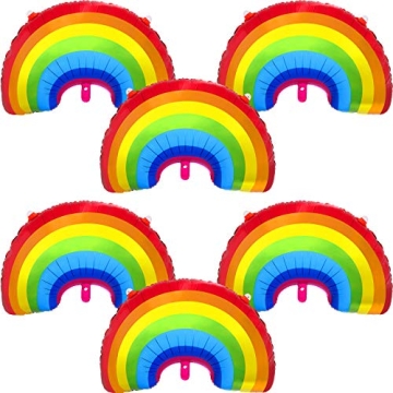 Gejoy 6 Pieces Rainbow Pride Foil Balloon Rainbow Foil LGBTQIA Balloons Party Decoration Large Size ...