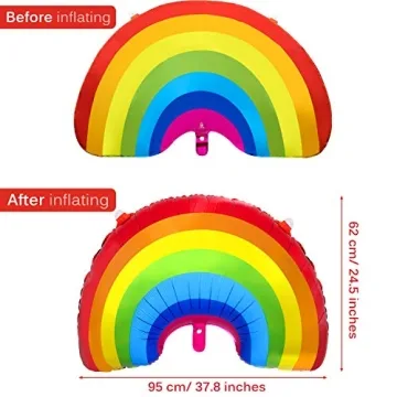 Gejoy 6 Pieces Rainbow Pride Foil Balloon Rainbow Foil LGBTQIA Balloons Party Decoration Large Size for Birthday Baby Shower Wedding