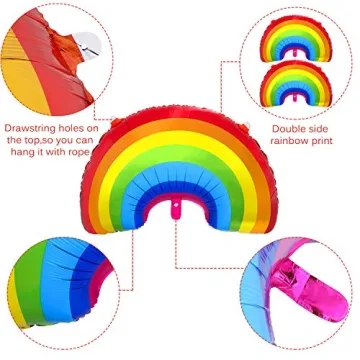 Gejoy 6 Pieces Rainbow Pride Foil Balloon Rainbow Foil LGBTQIA Balloons Party Decoration Large Size for Birthday Baby Shower Wedding