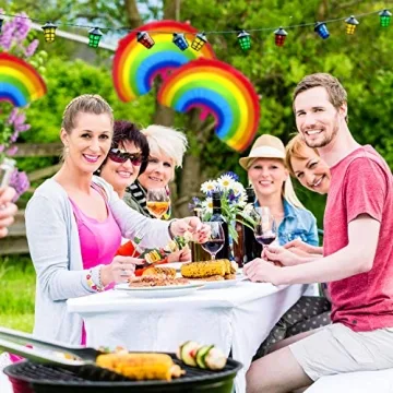 Gejoy 6 Pieces Rainbow Pride Foil Balloon Rainbow Foil LGBTQIA Balloons Party Decoration Large Size for Birthday Baby Shower Wedding