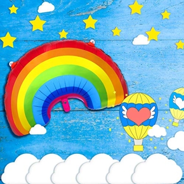 Gejoy 6 Pieces Rainbow Pride Foil Balloon Rainbow Foil LGBTQIA Balloons Party Decoration Large Size for Birthday Baby Shower Wedding