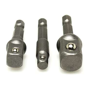 Socket Bit Hex Shank Adapter Drill Nut Driver Power Extension Bar 3pc Set 1/4" 3/8" 1/2" for Automotive,DYI and Home Repair Tool Kits by Bastex