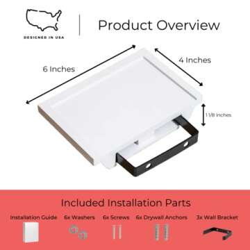 Ninefold Design ​​Small Shelves Set of 3 | 6 in x 4 in | Decorative Mini Shelves| Wall Mounted Shelves for Bathroom, Living Room, Kitchen, Bedroom, and Office