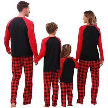 Awoscut Christmas Pajamas for Family Christmas Pjs Matching Sets for Couples Adults Kids Funny Holiday Sleepwear Elk Xmas Jammies-women