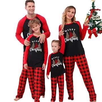 Awoscut Christmas Pajamas for Family Christmas Pjs Matching Sets for Couples Adults Kids Funny Holiday Sleepwear Elk Xmas Jammies-women