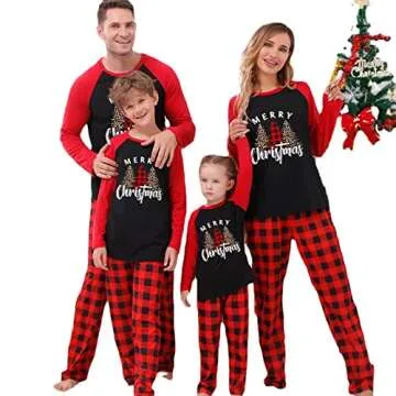 Awoscut Christmas Pajamas for Family Christmas Pjs Matching Sets for Couples Adults Kids Funny Holiday Sleepwear Elk Xmas Jammies-women