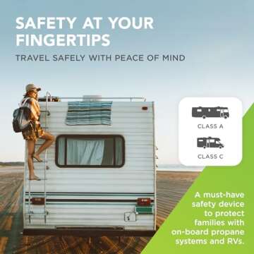 GasStop - Propane Tank Gauge with Emergency Shut-Off - Color Coded Pressure Meter, Propane Gas Gauge - POL Connection for Cylinder, Class A & Class C Motorhomes