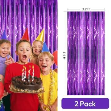 Isaspire 2 Pack Foil Fringe Backdrop Curtains, Tinsel Backdrop Door Fringe, Streamer Backdrop for Bi...