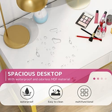 ACME FURNITURE Stylish Coleen Desk in White and Brass